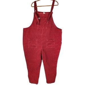 Lucy & Yak Corduroy Dungarees Overalls Women's 24R Red Organic Cotton